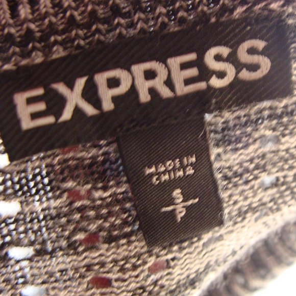 EXPRESS Gray & Black 3/4 Sleeve Open NET Knit Sweater Sz SMALL - Picture 6 of 6
